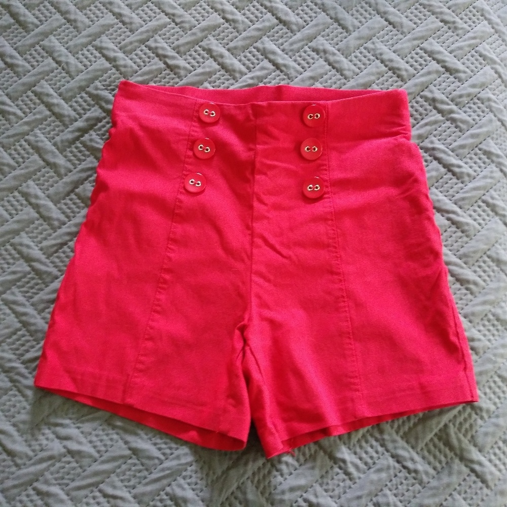 Rockabilly/Pinup red high waisted sailor shorts